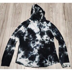 Derek Heart Hoodie Black & White Tie Dye Woman's Size M